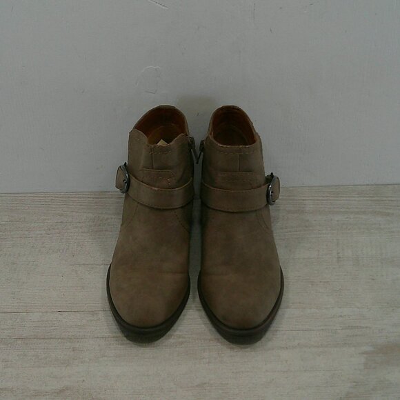 Indigo Rd. Sansun Brown Taupe Ankle Boot w/ Harness straps & buckle  Sz 6 M - Picture 3 of 12
